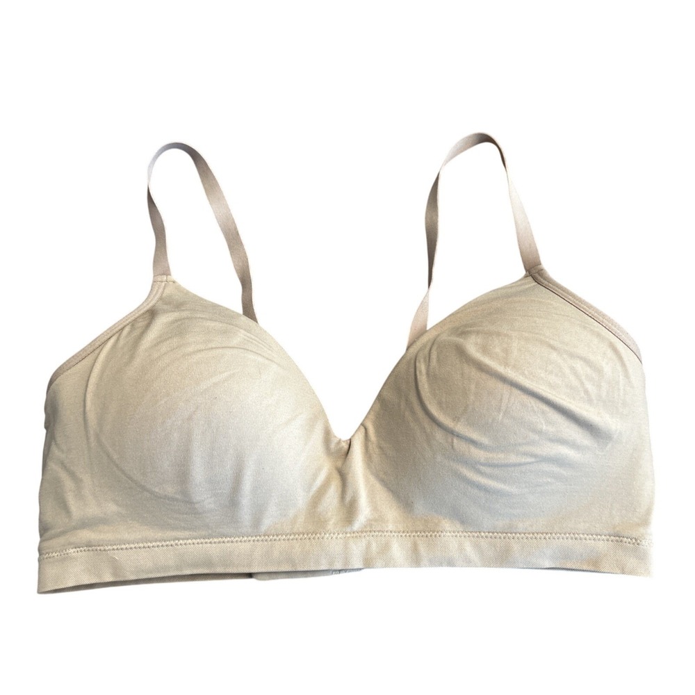 Third Love Bra Women's XL Wireless Wire Free Nude Beige Deep Plunge